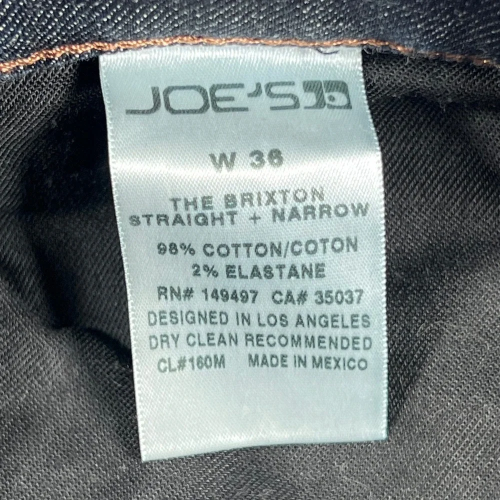 Joe's Jeans Mens 36 Brixton Straight Narrow Distressed Blue Dark Wash Denim